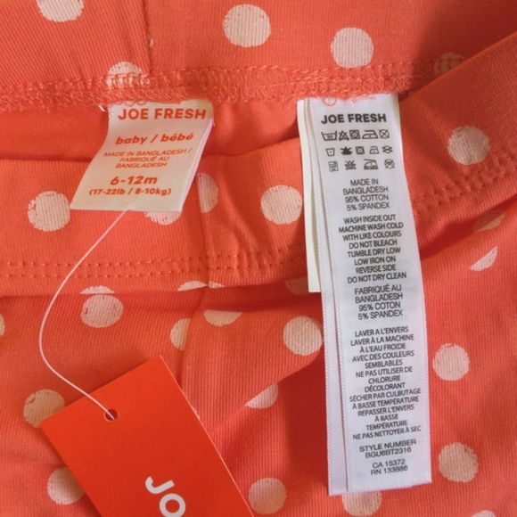 NEW joe fresh cropped polkadot leggings 6-12 months baby girl - Picture 3 of 4